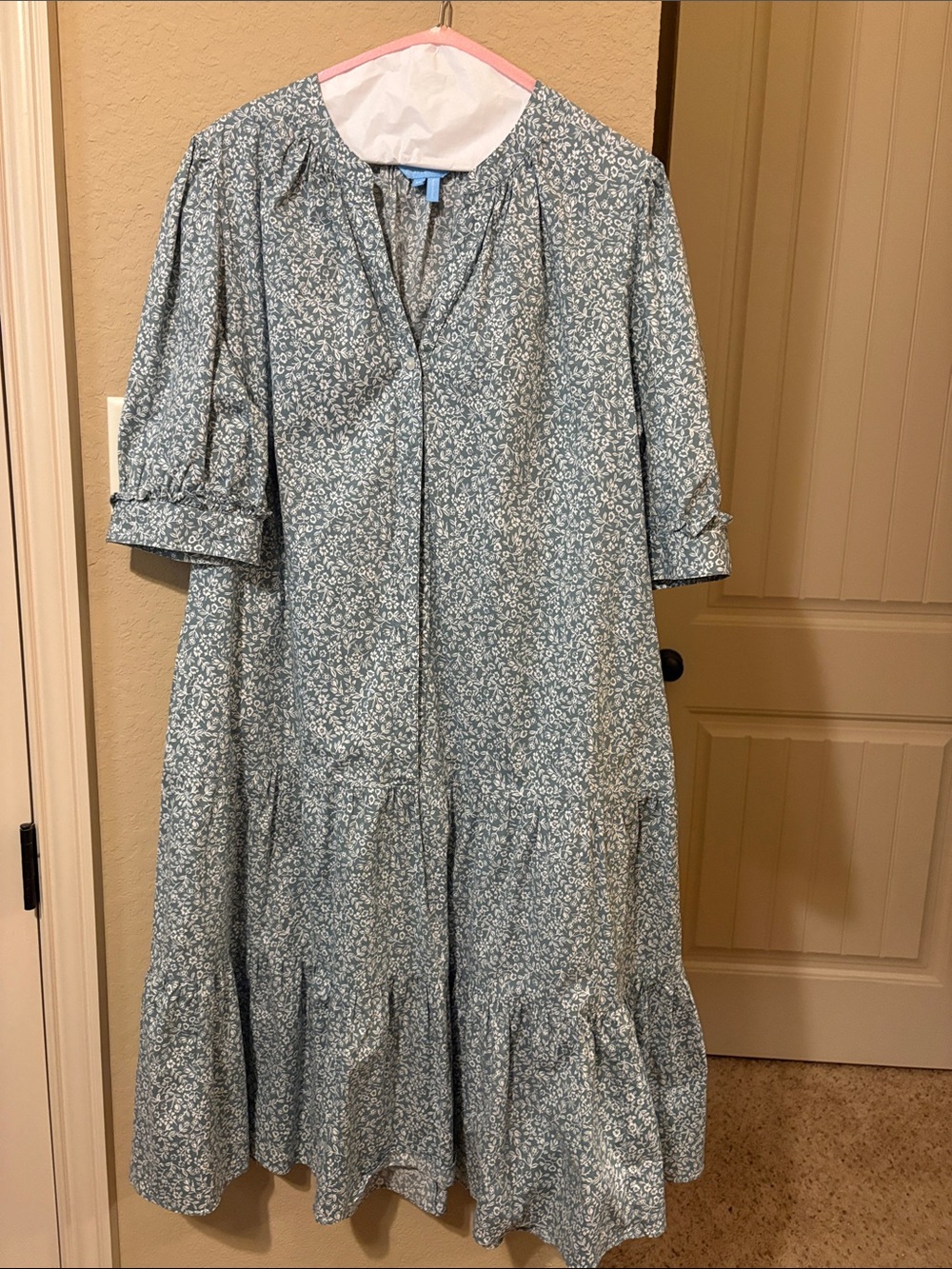 Draper James Green Floral Tiered Midi Dress